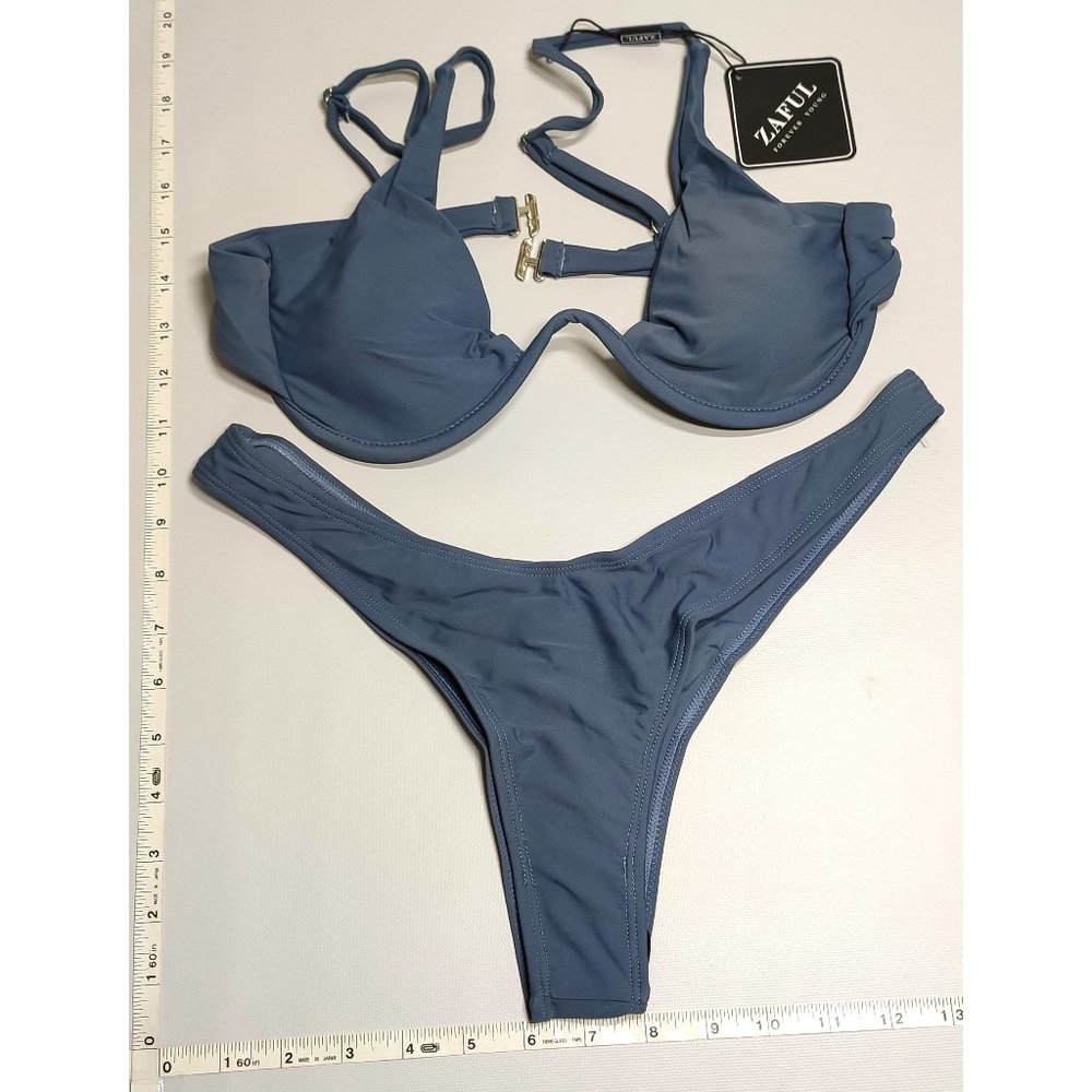 NWT ZAFUL Medium Push Up Gray bikini set
